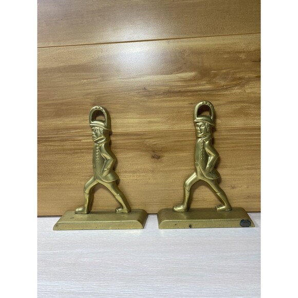 Two Vintage Brass Virginia Metal Crafters Hessian Soldier Bookends Doorstops - Picture 1 of 6